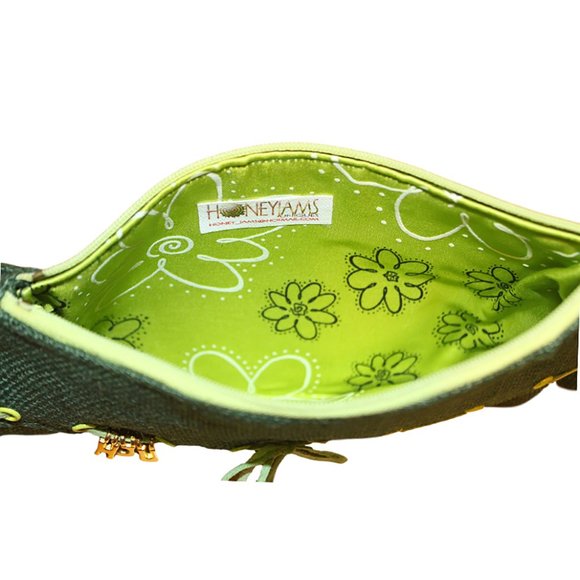 Handmade Burlap Clutch Women's Handbag Wristlet - Picture 5 of 6